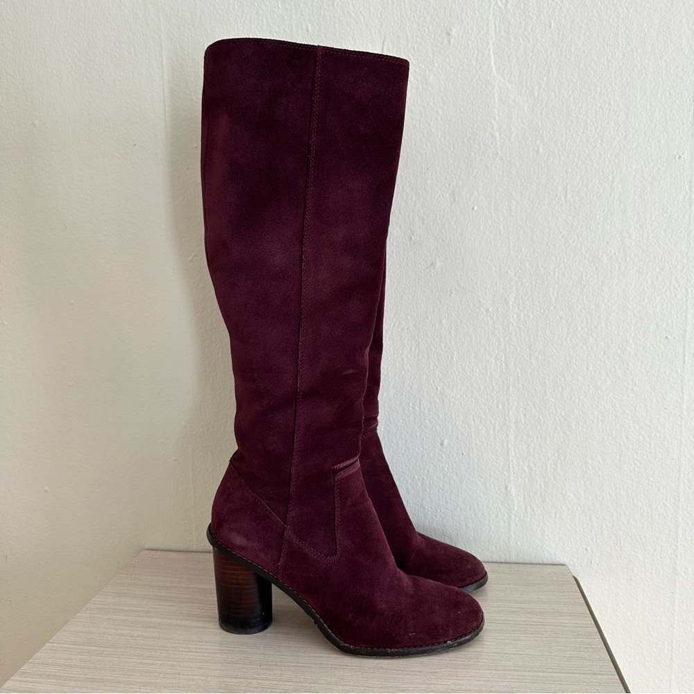 Coach Oxblood Suede Leather Knee Boot